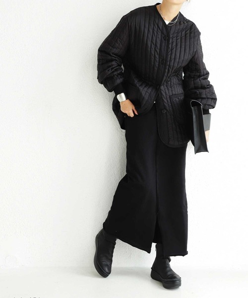 antiqua（アンティカ）の「驚きの軽量感！キルティングライナージャケット（ミリタリージャケット・レディース・ブラック/カーキ・FREE）」の7枚目の写真