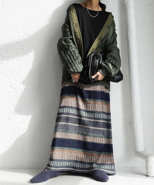 antiqua（アンティカ）の「驚きの軽量感！キルティングライナージャケット（ミリタリージャケット・レディース・ブラック/カーキ・FREE）」の16枚目の写真