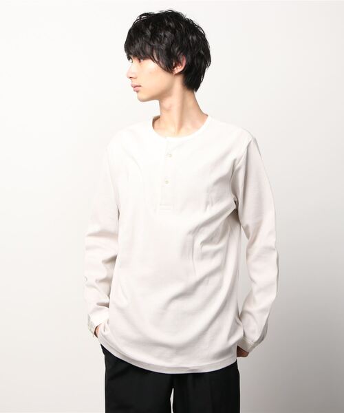 Toironier（トワロニエ）の「Toironier/トワロニエ/Fine Henry/ファインヘンリーロングスリーブ（Tシャツ/カットソー・メンズ・グレー/アイボリー/ホワイト・FREE）」の3枚目の写真