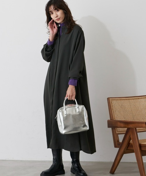 Auntie Rosa Holiday（アンティローザホリデー）の「バンドカラーシャツワンピース（シャツワンピース・レディース・カーキ/キャメル/チェック・FREE）」の9枚目の写真