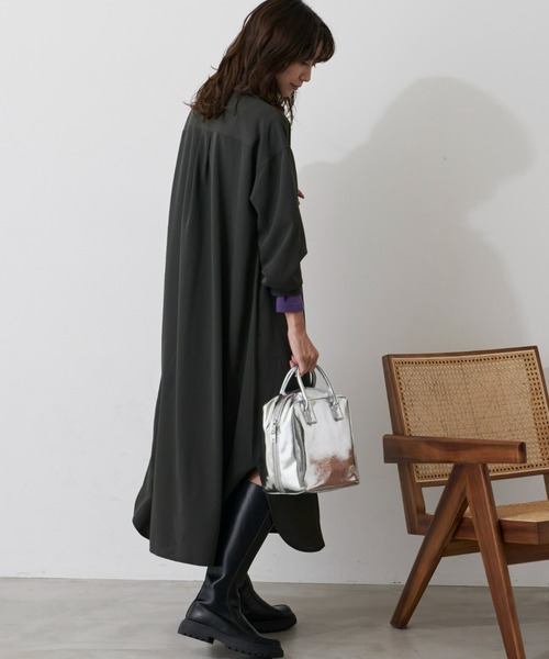 Auntie Rosa Holiday（アンティローザホリデー）の「バンドカラーシャツワンピース（シャツワンピース・レディース・カーキ/キャメル/チェック・FREE）」の14枚目の写真