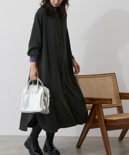 Auntie Rosa Holiday（アンティローザホリデー）の「バンドカラーシャツワンピース（シャツワンピース・レディース・カーキ/キャメル/チェック・FREE）」の20枚目の写真