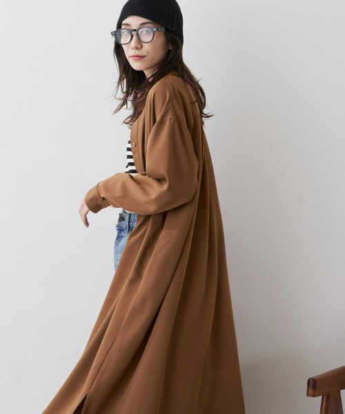 Auntie Rosa Holiday（アンティローザホリデー）の「バンドカラーシャツワンピース（シャツワンピース・レディース・カーキ/キャメル/チェック・FREE）」の4枚目の写真