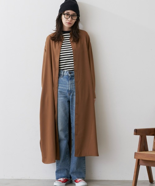 Auntie Rosa Holiday（アンティローザホリデー）の「バンドカラーシャツワンピース（シャツワンピース・レディース・カーキ/キャメル/チェック・FREE）」の13枚目の写真