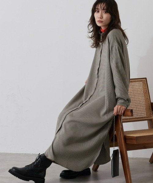 ワンピース ドレス Rosa Auntieバンドカラーシャツワンピース