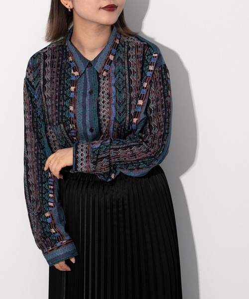 kutir（クティール）の「レギュラーカラー柄シャツ（シャツ/ブラウス・レディース・ベージュ/サックスブルー/イエロー/オレンジ/その他・FREE）」の5枚目の写真