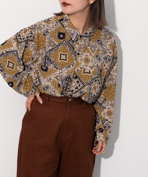 kutir（クティール）の「レギュラーカラー柄シャツ（シャツ/ブラウス・レディース・ベージュ/サックスブルー/イエロー/オレンジ/その他・FREE）」の3枚目の写真