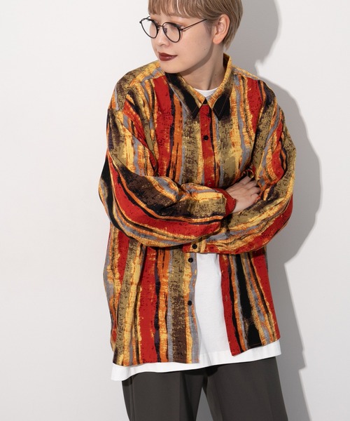 kutir（クティール）の「レギュラーカラー柄シャツ（シャツ/ブラウス・レディース・ベージュ/サックスブルー/イエロー/オレンジ/その他・FREE）」の4枚目の写真