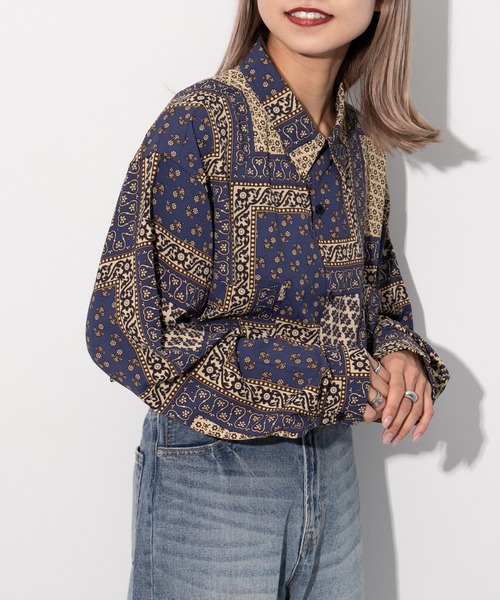 kutir（クティール）の「レギュラーカラー柄シャツ（シャツ/ブラウス・レディース・ベージュ/サックスブルー/イエロー/オレンジ/その他・FREE）」の12枚目の写真