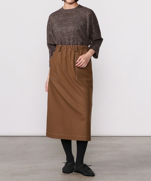 nicholson and nicholson(ニコルソンアンドニコルソン)の「【nicholson & nicholson】ウールイージースカート WOMEN(スカート・レディース・ネイビー/ブラウン/チャコール・38)」の1枚目の写真