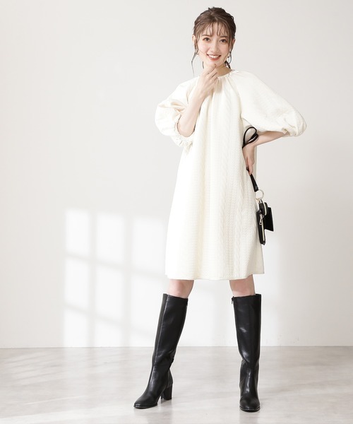 N.(N. Natural Beauty Basic)(エヌエヌナチュラルビューティーベーシック)の「◆膨れジャガードワンピース(ワンピース・レディース・ブラック/クリーム・MEDIUM)」の10枚目の写真