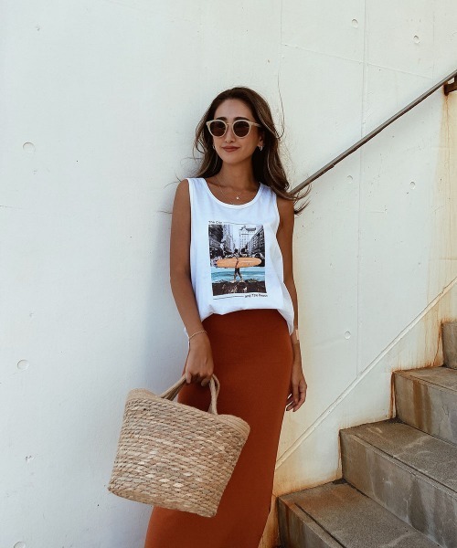 esutoreja(エストレジャ)の「The City and the Beachタンクトップ(タンクトップ・レディース・ホワイト/ブラック・FREE)」の16枚目の写真