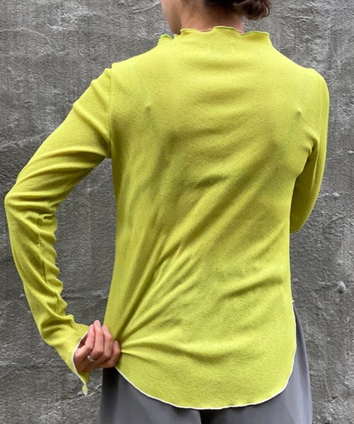 Toironier(トワロニエ)の「Toironier(トワロニエ ) ドライタッチリブプルオーバー dry touch rib P/O(Tシャツ/カットソー・レディース・ホワイト/ライトグリーン/ライム・FREE)」の6枚目の写真