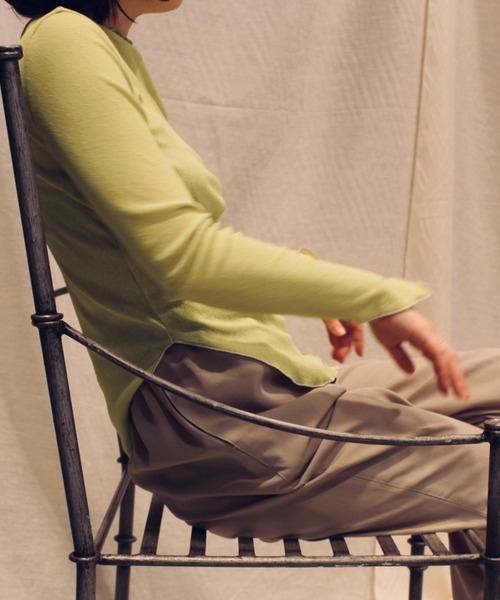 Toironier(トワロニエ)の「Toironier(トワロニエ ) ドライタッチリブプルオーバー dry touch rib P/O(Tシャツ/カットソー・レディース・ホワイト/ライトグリーン/ライム・FREE)」の15枚目の写真