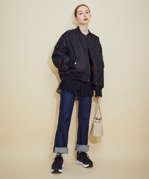MADEMOISELLE ROPE'(マドモアゼル ロペ)の「【2WAY】 MA-1ブルゾン(MA-1・レディース・ブラック/カーキ・38)」の12枚目の写真