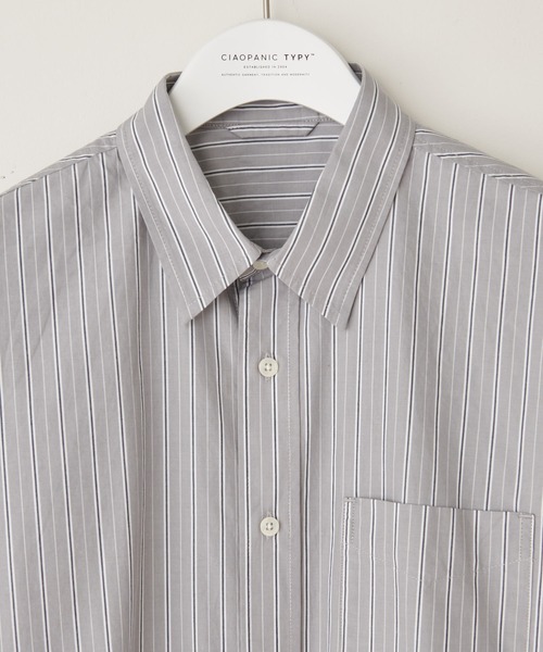 CIAOPANIC TYPY（チャオパニックティピー）の「タイプライター レギュラーカラーシャツ（シャツ/ブラウス・メンズ・グレー/オフホワイト・S/M/L）」の6枚目の写真