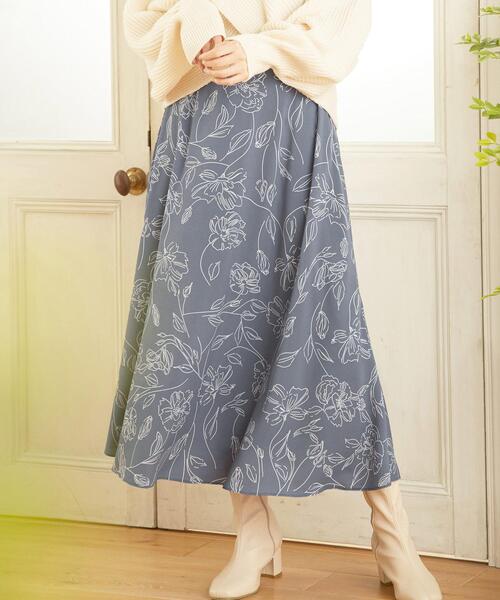 INGNI(イング)の「線画調フレア/スカート(スカート・レディース・オフホワイト/ブルー/ブラック・FREE)」の3枚目の写真