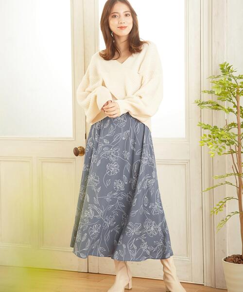 INGNI(イング)の「線画調フレア/スカート(スカート・レディース・オフホワイト/ブルー/ブラック・FREE)」の10枚目の写真