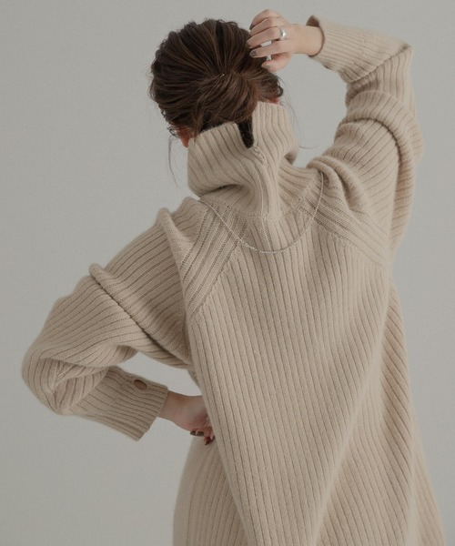 LAATO（ラート）の「FUWAFUWA RIB KNIT（ニット/セーター・レディース・グレー/パープル/ベージュ・FREE）」の3枚目の写真