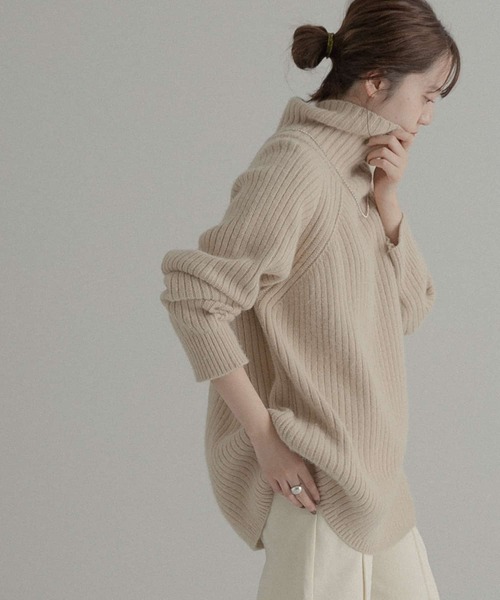 LAATO（ラート）の「FUWAFUWA RIB KNIT（ニット/セーター・レディース・グレー/パープル/ベージュ・FREE）」の7枚目の写真