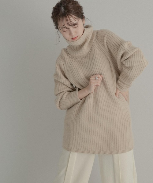 LAATO（ラート）の「FUWAFUWA RIB KNIT（ニット/セーター・レディース・グレー/パープル/ベージュ・FREE）」の9枚目の写真