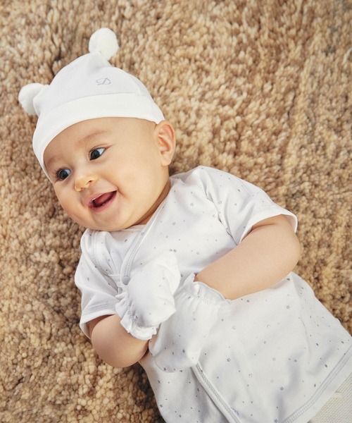 D.fesense(ディーフェセンス)の「肌着&ミトン&耳つき帽子セット(ニットキャップ/ビーニー・キッズ・オフホワイト・FREE)」の7枚目の写真