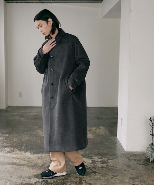 nowm(ノウム)の「【nowm】MELTON BAL COLLAR LONG COAT / バルカラーコート(ステンカラーコート・メンズ・ネイビー/チャコール・M/L)」の22枚目の写真