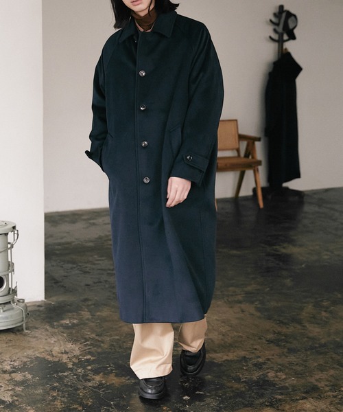 nowm(ノウム)の「【nowm】MELTON BAL COLLAR LONG COAT / バルカラーコート(ステンカラーコート・メンズ・ネイビー/チャコール・M/L)」の7枚目の写真
