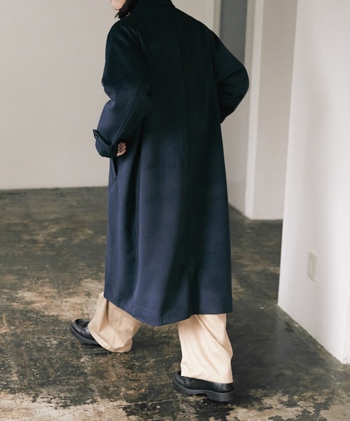 nowm(ノウム)の「【nowm】MELTON BAL COLLAR LONG COAT / バルカラーコート(ステンカラーコート・メンズ・ネイビー/チャコール・M/L)」の8枚目の写真