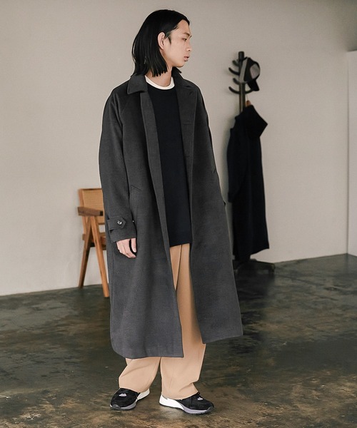 nowm(ノウム)の「【nowm】MELTON BAL COLLAR LONG COAT / バルカラーコート(ステンカラーコート・メンズ・ネイビー/チャコール・M/L)」の4枚目の写真