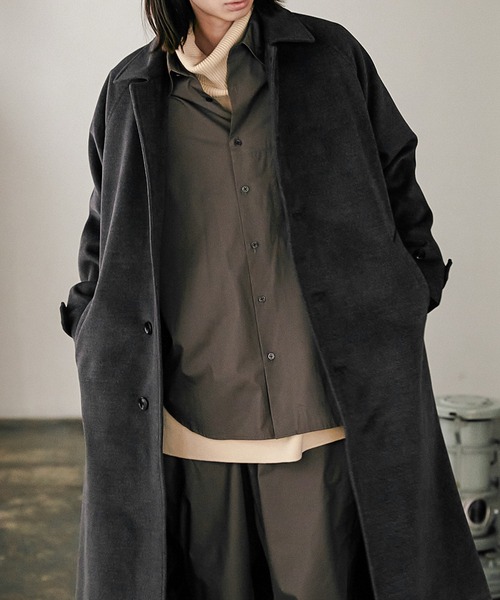 nowm(ノウム)の「【nowm】MELTON BAL COLLAR LONG COAT / バルカラーコート(ステンカラーコート・メンズ・ネイビー/チャコール・M/L)」の18枚目の写真