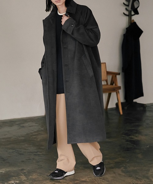 nowm(ノウム)の「【nowm】MELTON BAL COLLAR LONG COAT / バルカラーコート(ステンカラーコート・メンズ・ネイビー/チャコール・M/L)」の15枚目の写真