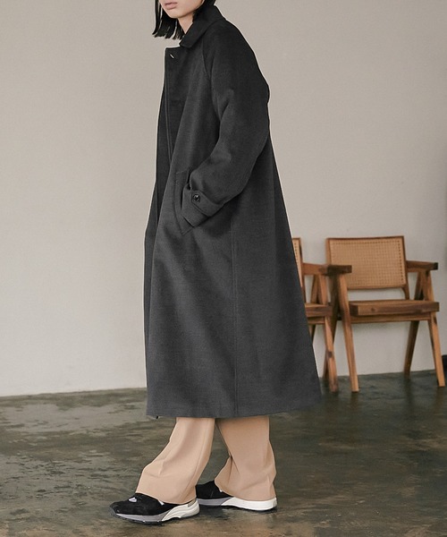 nowm(ノウム)の「【nowm】MELTON BAL COLLAR LONG COAT / バルカラーコート(ステンカラーコート・メンズ・ネイビー/チャコール・M/L)」の17枚目の写真