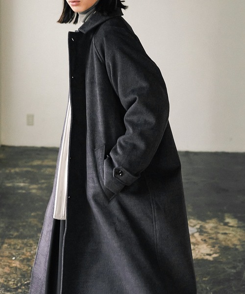 nowm(ノウム)の「【nowm】MELTON BAL COLLAR LONG COAT / バルカラーコート(ステンカラーコート・メンズ・ネイビー/チャコール・M/L)」の9枚目の写真