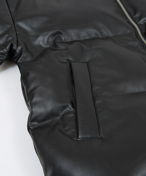 SIDEWAY STANCE（サイドウェイスタンス）の「【SIDEWAY STANCE】PUレザー スタンド ビッグシルエット ポリダウンジャケット（ダウンジャケット/コート・メンズ・ブラック・MEDIUM/LARGE/X-LARGE）」の11枚目の写真