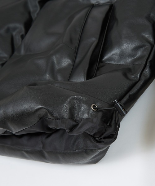 SIDEWAY STANCE（サイドウェイスタンス）の「【SIDEWAY STANCE】PUレザー スタンド ビッグシルエット ポリダウンジャケット（ダウンジャケット/コート・メンズ・ブラック・MEDIUM/LARGE/X-LARGE）」の14枚目の写真