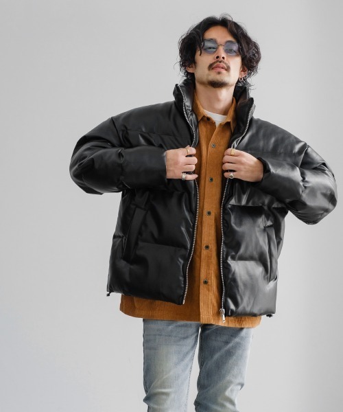 SIDEWAY STANCE（サイドウェイスタンス）の「【SIDEWAY STANCE】PUレザー スタンド ビッグシルエット ポリダウンジャケット（ダウンジャケット/コート・メンズ・ブラック・MEDIUM/LARGE/X-LARGE）」の18枚目の写真