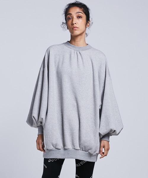ESSENTIAL（エッセンシャル）の「ボリュームスリーブミニ丈ワンピース（Tシャツ/カットソー・レディース・ブラック/オフホワイト/トップグレー・38/36）」の3枚目の写真