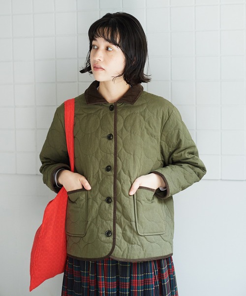 bulle de savon(ビュルデサボン)の「伊吹染め 中綿 dotブルゾン(ダウンジャケット/コート・レディース・カーキ/キナリ・FREE)」の22枚目の写真