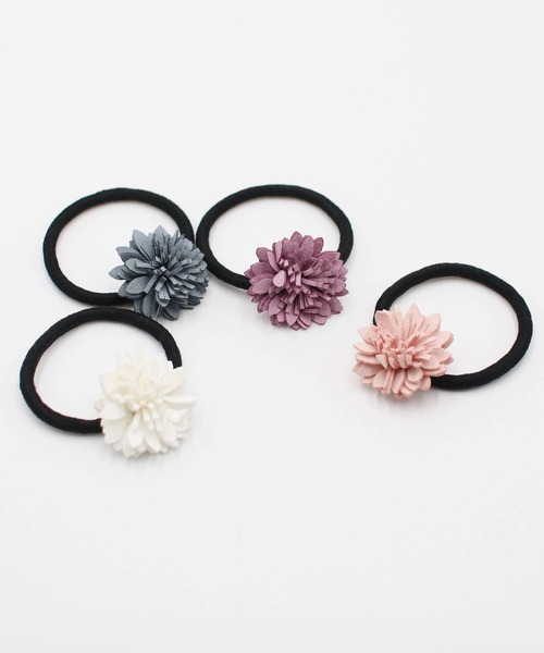Rora（ローラ）の「【日本製】 ベラ お花モチーフ ヘアゴム (4color) ハンドメイド ポニーテール 白 パープル ピンク ブルー（ヘアゴム・キッズ・パープル/ピンク/ホワイト/グレイッシュブルー・FREE）」の8枚目の写真
