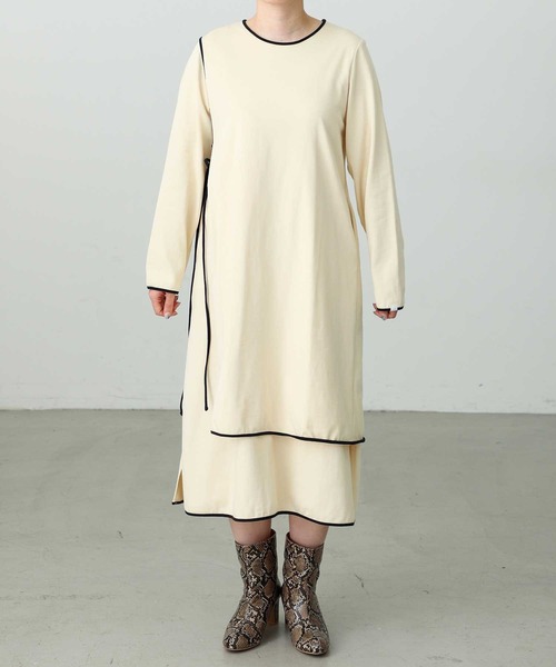 SILAS(サイラス)の「LAYERED DRESS サイラスレイヤードドレス(ワンピース・レディース・ブラック/オフホワイト・ONE SIZE)」の12枚目の写真