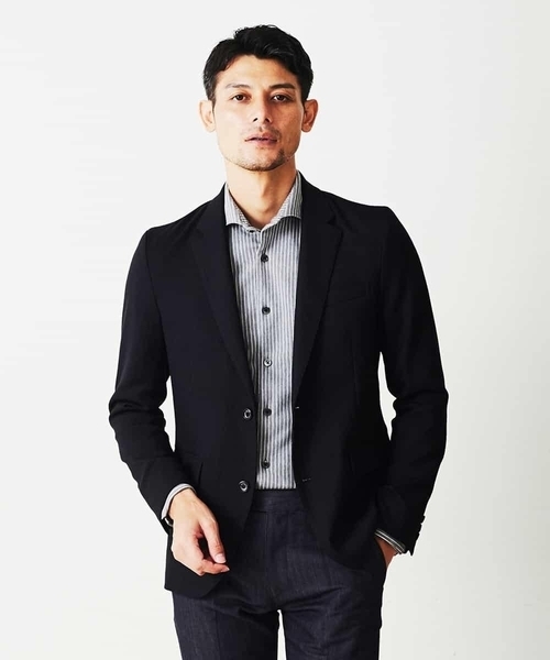 MICHEL KLEIN HOMME (ミッシェルクランオム)の「ジャケット(ウェービングストレッチ)(テーラードジャケット・メンズ・ベージュ/ブラック・46)」の2枚目の写真