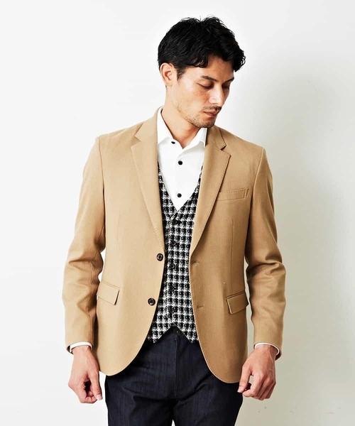 MICHEL KLEIN HOMME (ミッシェルクランオム)の「ジャケット(ウェービングストレッチ)(テーラードジャケット・メンズ・ベージュ/ブラック・46)」の7枚目の写真