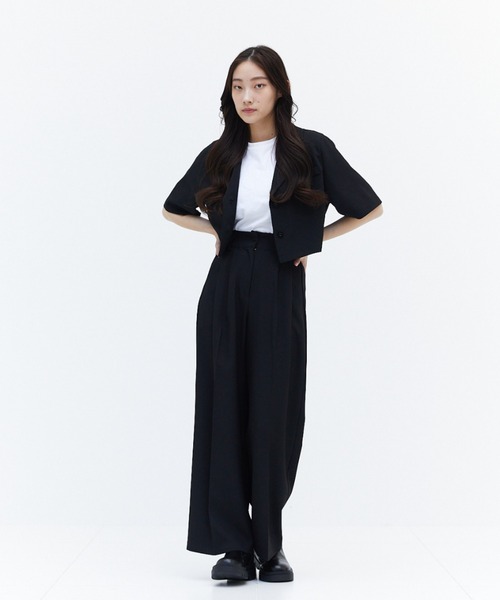 17HR（セブンティーンアワーズ）の「ハイウエスト２タックルーズスラックス（その他パンツ・レディース・ブラック/オフホワイト/ブルー・FREE）」の20枚目の写真