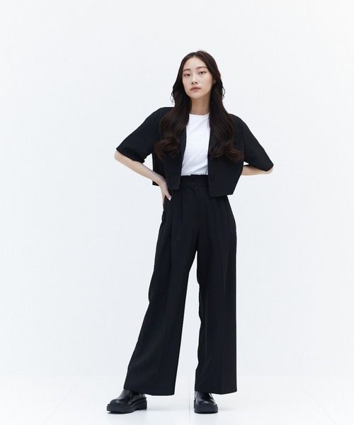 17HR（セブンティーンアワーズ）の「ハイウエスト２タックルーズスラックス（その他パンツ・レディース・ブラック/オフホワイト/ブルー・FREE）」の21枚目の写真