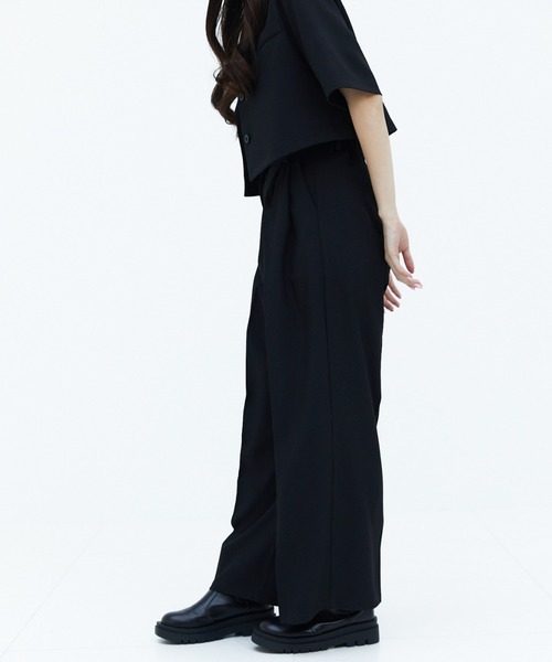 17HR（セブンティーンアワーズ）の「ハイウエスト２タックルーズスラックス（その他パンツ・レディース・ブラック/オフホワイト/ブルー・FREE）」の9枚目の写真