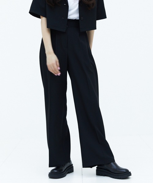 17HR（セブンティーンアワーズ）の「ハイウエスト２タックルーズスラックス（その他パンツ・レディース・ブラック/オフホワイト/ブルー・FREE）」の12枚目の写真