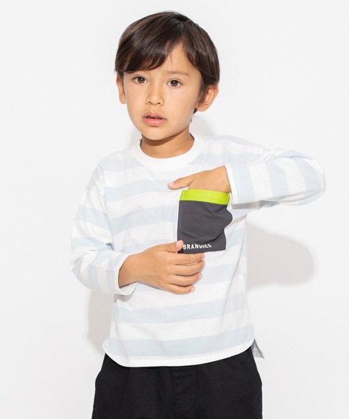 BRANSHES（ブランシェス）の「【ポケットつき】長袖Tシャツ ロンT（Tシャツ/カットソー・キッズ・オフホワイト/ベージュ/ブラック/サックスブルー・130/110/140/100/120/90/150）」の4枚目の写真