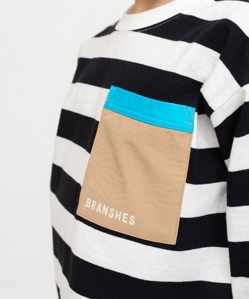 BRANSHES（ブランシェス）の「【ポケットつき】長袖Tシャツ ロンT（Tシャツ/カットソー・キッズ・オフホワイト/ベージュ/ブラック/サックスブルー・130/110/140/100/120/90/150）」の12枚目の写真