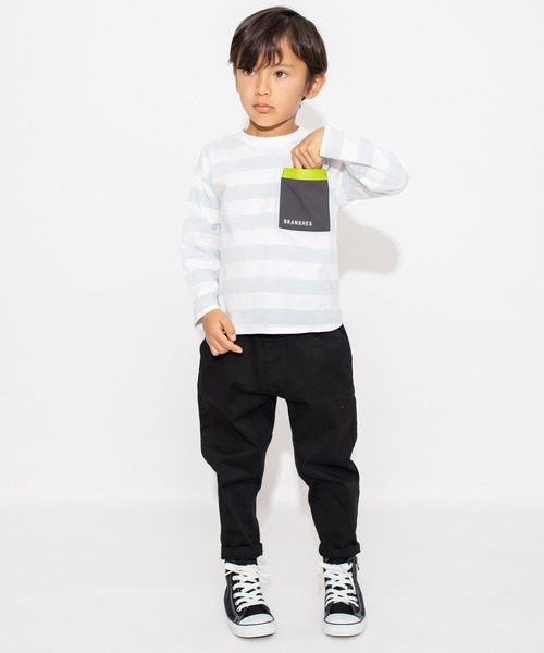 BRANSHES（ブランシェス）の「【ポケットつき】長袖Tシャツ ロンT（Tシャツ/カットソー・キッズ・オフホワイト/ベージュ/ブラック/サックスブルー・130/110/140/100/120/90/150）」の19枚目の写真